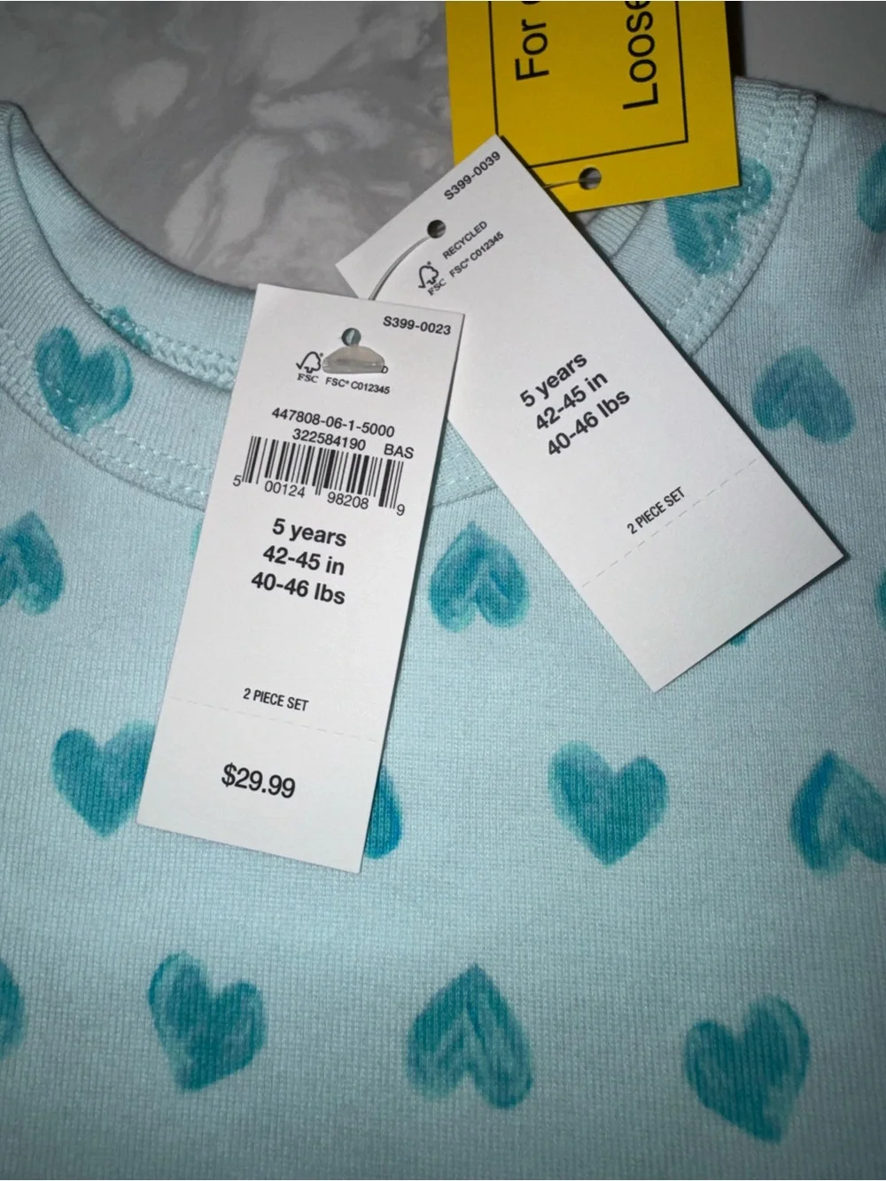 GAP Girls Aqua Blue Heart Pajamas Size 5